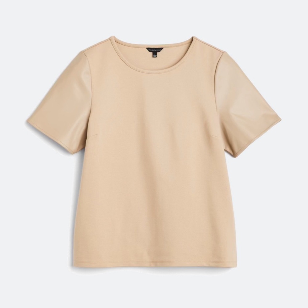 Elegant Tan Short Sleeve Women's Top